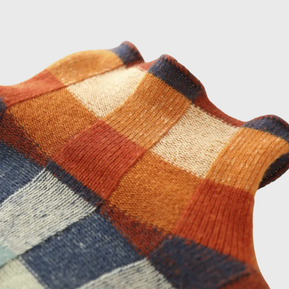 Women's Graceful Crew Neck Jumper with Color-Block Pattern