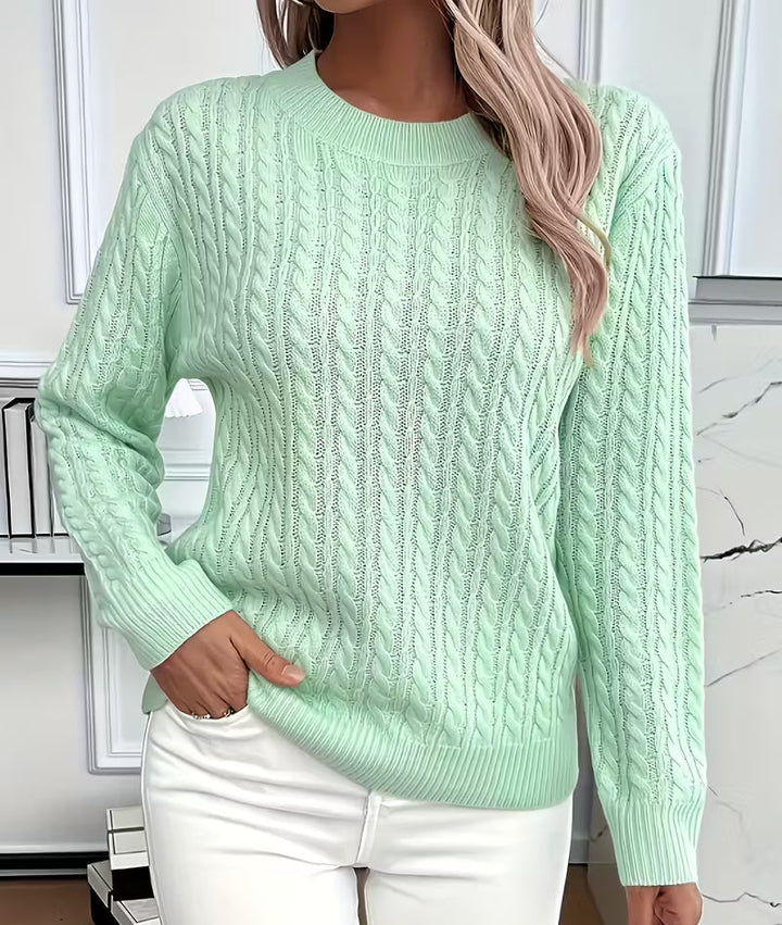 Women's Relaxed Cable Knit Crew Neck Jumper