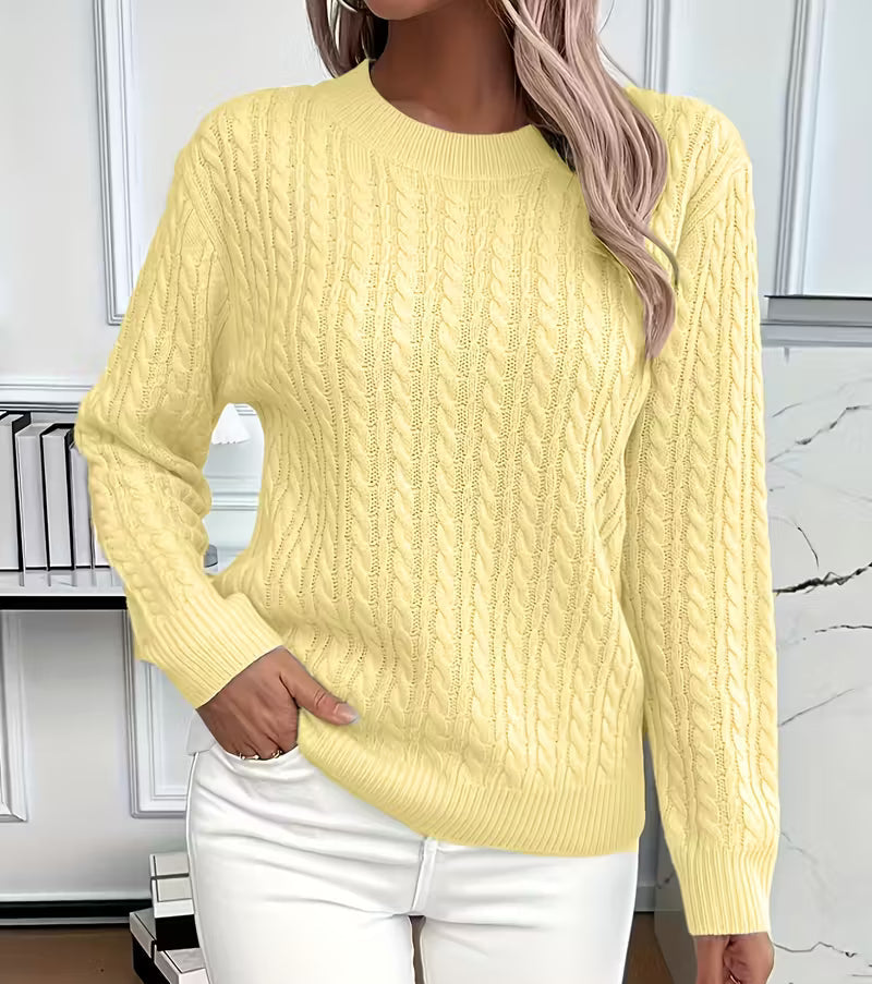 Women's Relaxed Cable Knit Crew Neck Jumper