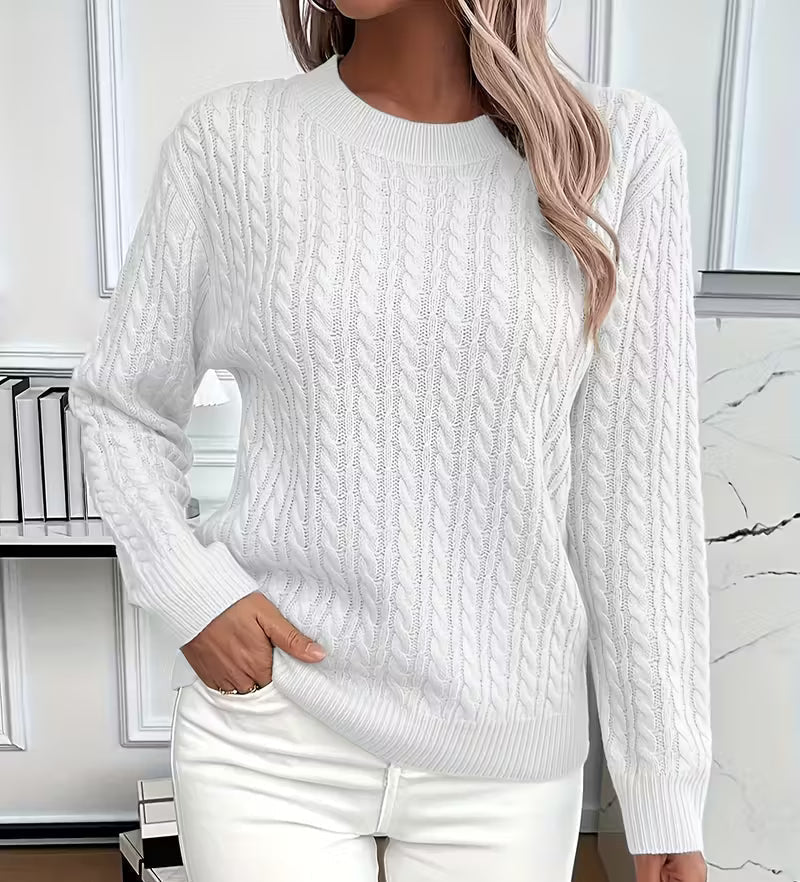 Women's Relaxed Cable Knit Crew Neck Jumper