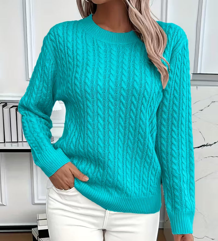 Women's Relaxed Cable Knit Crew Neck Jumper