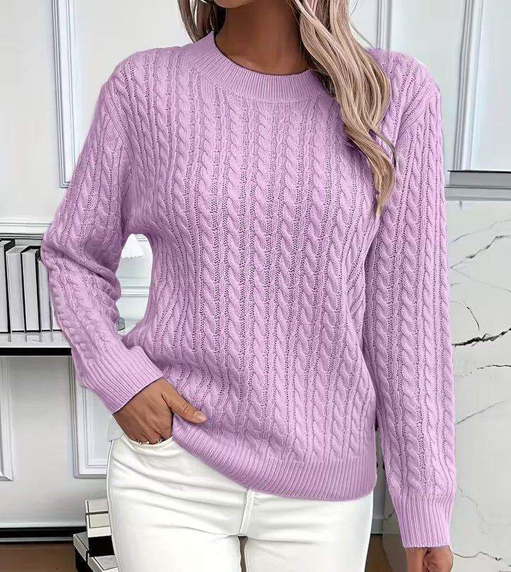 Women's Relaxed Cable Knit Crew Neck Jumper