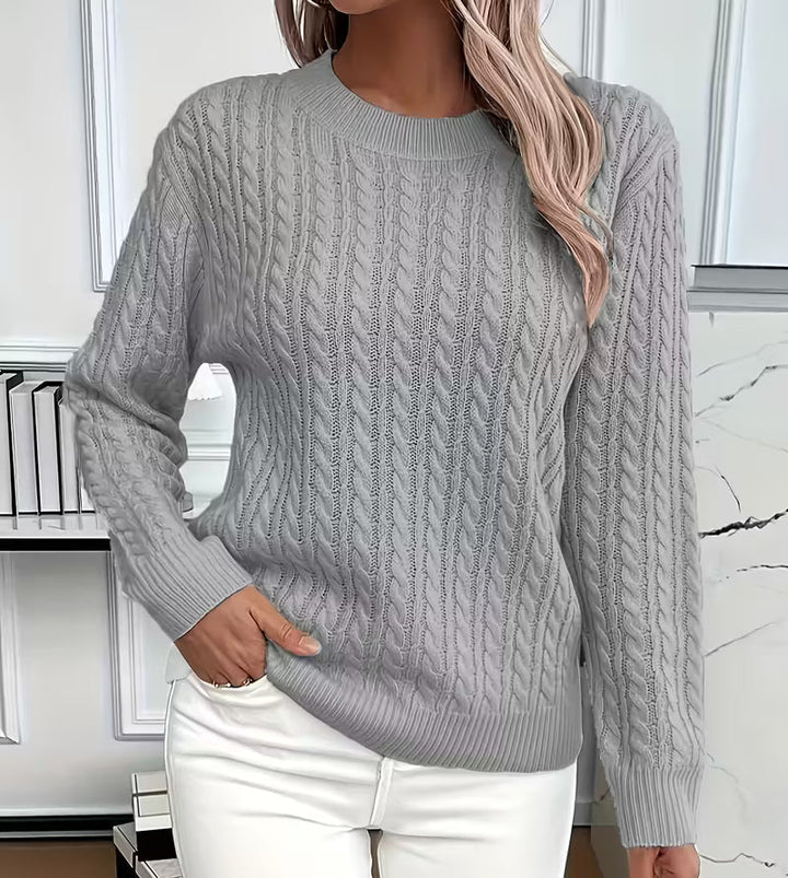 Women's Relaxed Cable Knit Crew Neck Jumper