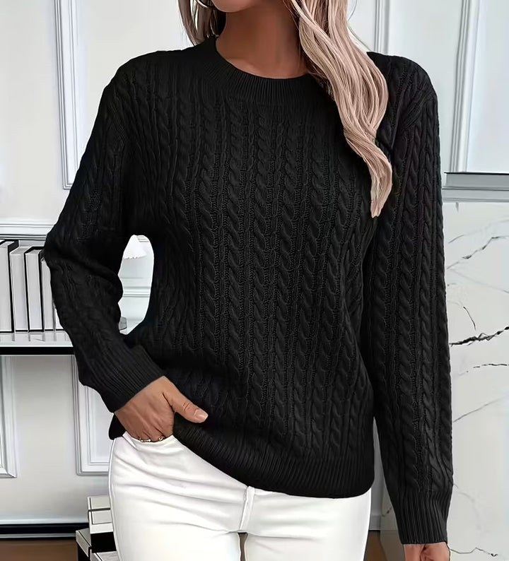 Women's Relaxed Cable Knit Crew Neck Jumper