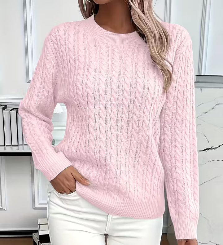 Women's Relaxed Cable Knit Crew Neck Jumper