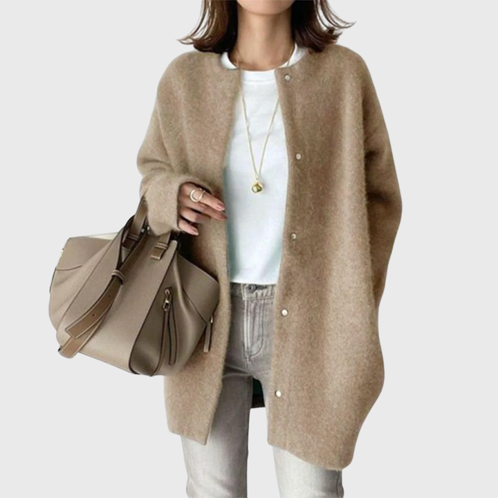 Women's Timeless Longline Cardigan with Button-Up Front and Long Sleeves