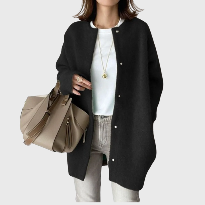 Women's Timeless Longline Cardigan with Button-Up Front and Long Sleeves