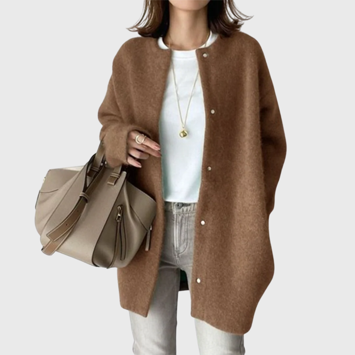Women's Timeless Longline Cardigan with Button-Up Front and Long Sleeves