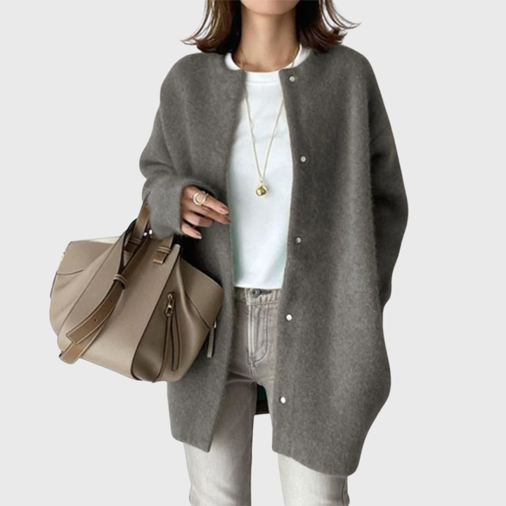 Women's Timeless Longline Cardigan with Button-Up Front and Long Sleeves