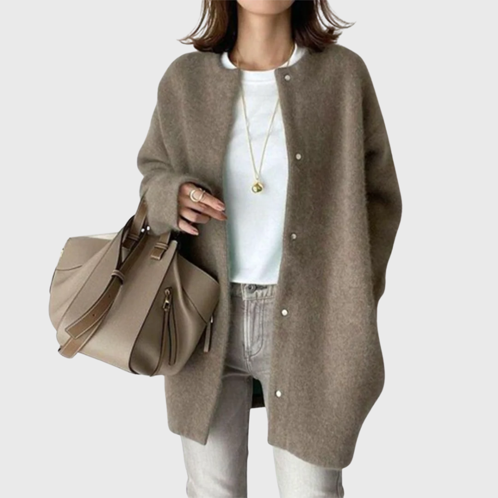 Women's Timeless Longline Cardigan with Button-Up Front and Long Sleeves