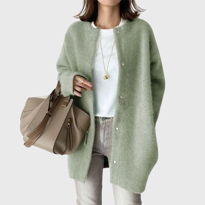 Women's Timeless Longline Cardigan with Button-Up Front and Long Sleeves