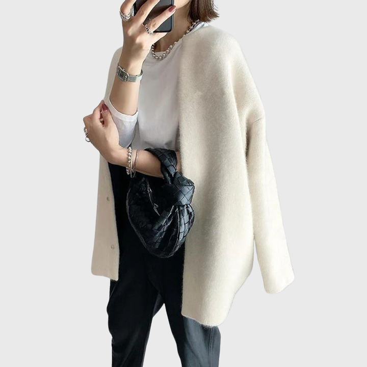 Women's Timeless Longline Cardigan with Button-Up Front and Long Sleeves