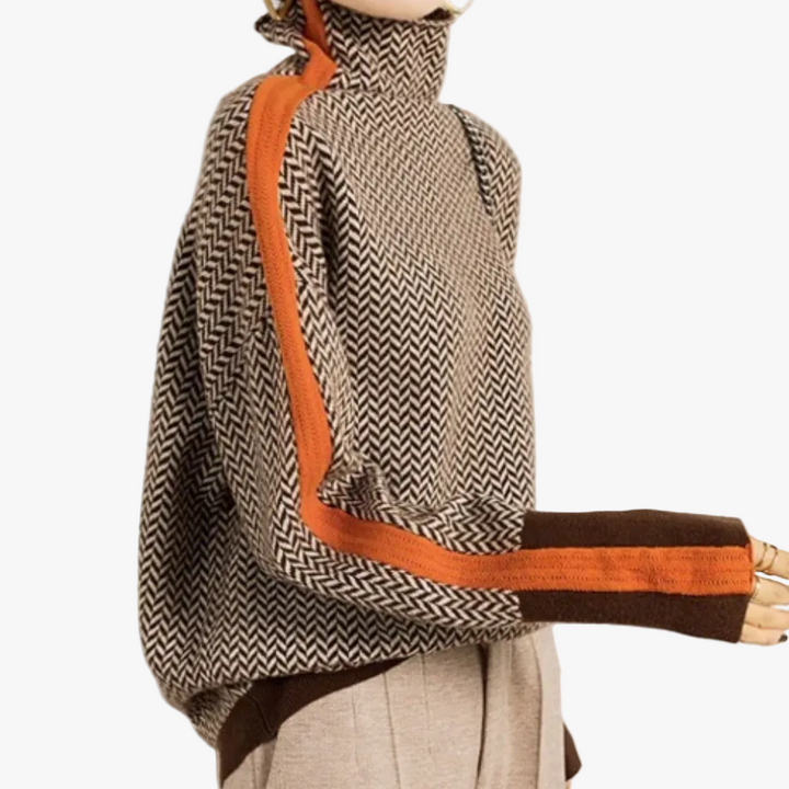 Women's Chic Turtleneck Patterned Knit Jumper