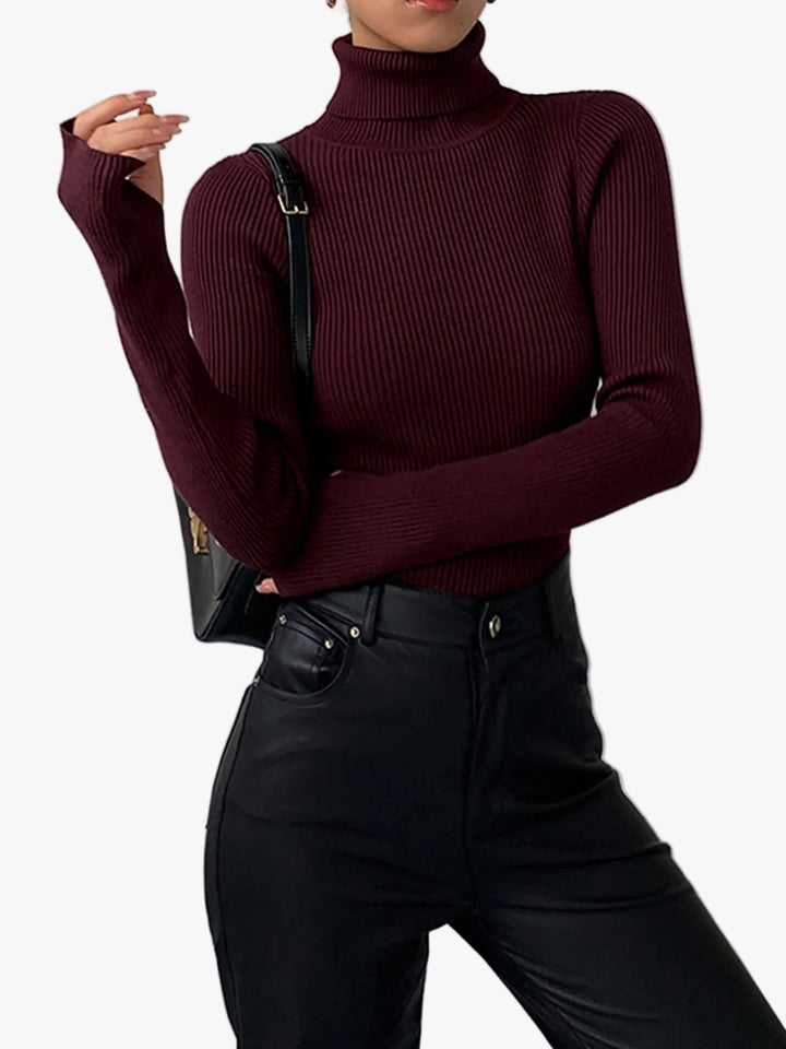 Women's Modern Ribbed Knit Turtleneck Jumper