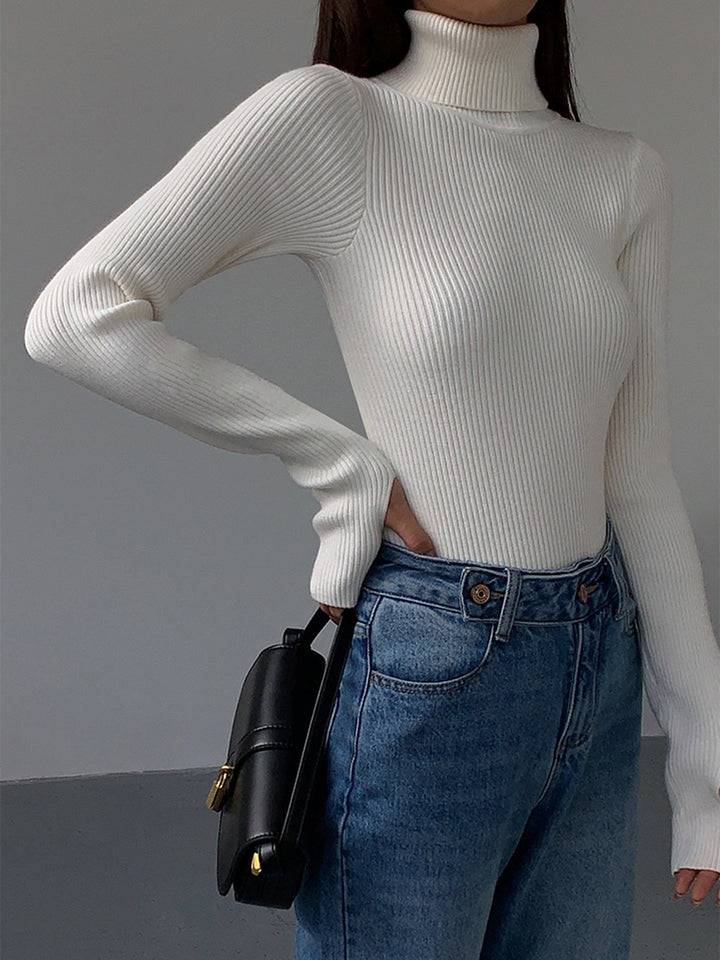 Women's Modern Ribbed Knit Turtleneck Jumper