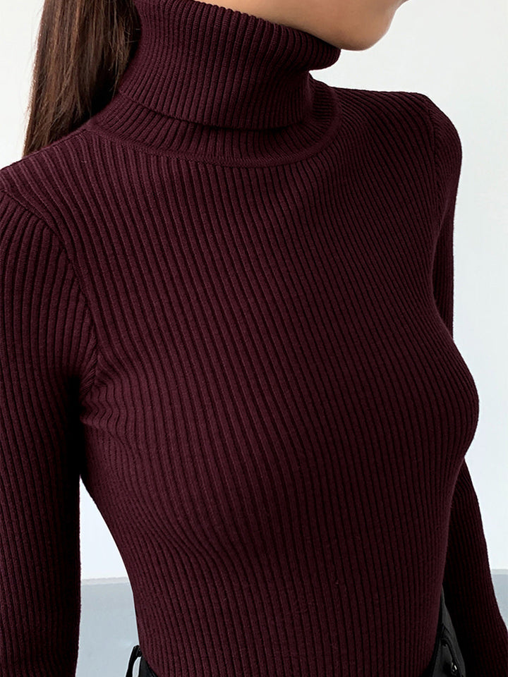 Women's Modern Ribbed Knit Turtleneck Jumper