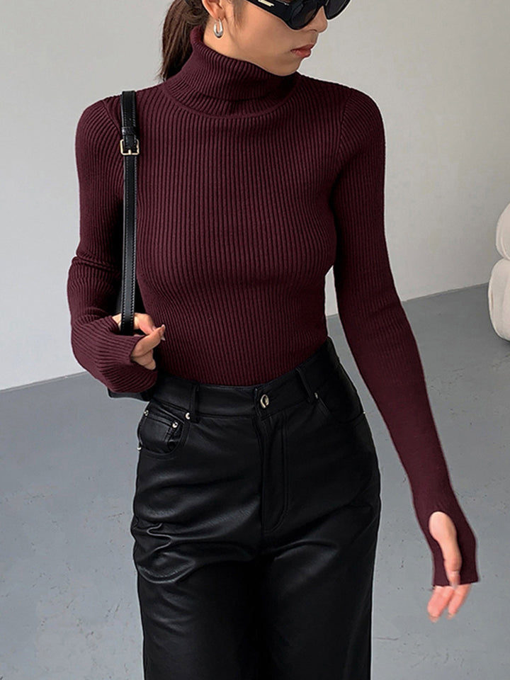 Women's Modern Ribbed Knit Turtleneck Jumper