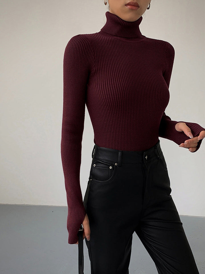 Women's Modern Ribbed Knit Turtleneck Jumper